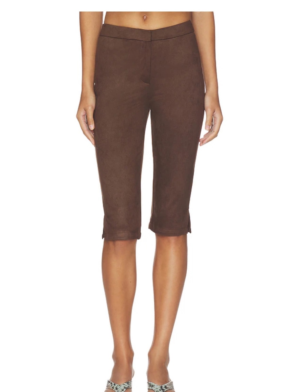 Brown Suede Capri Pants